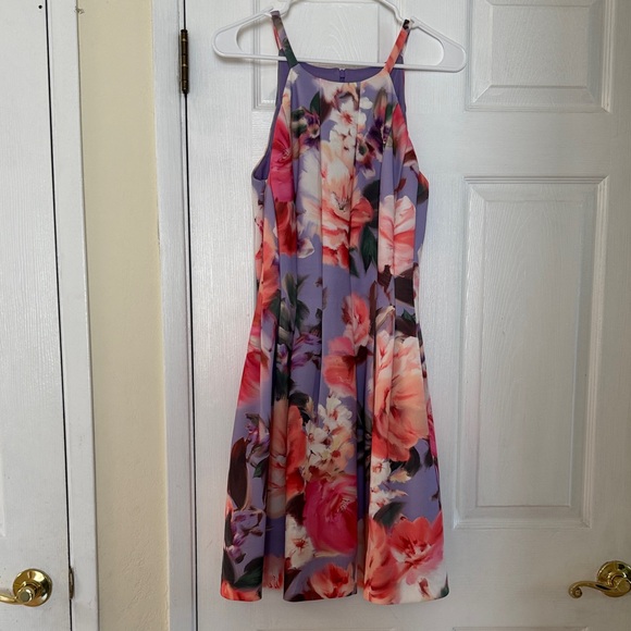 Vince Camuto Floral Midi Dress - Purple and Pink - Picture 1 of 5